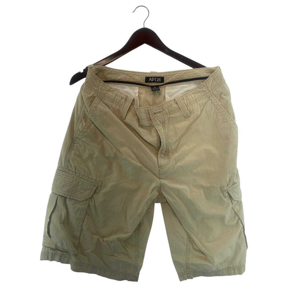 Apt. 9 Mens Cargo Shorts Size 34‎ Beige 100% Cotton Casual Summer Outdoors
